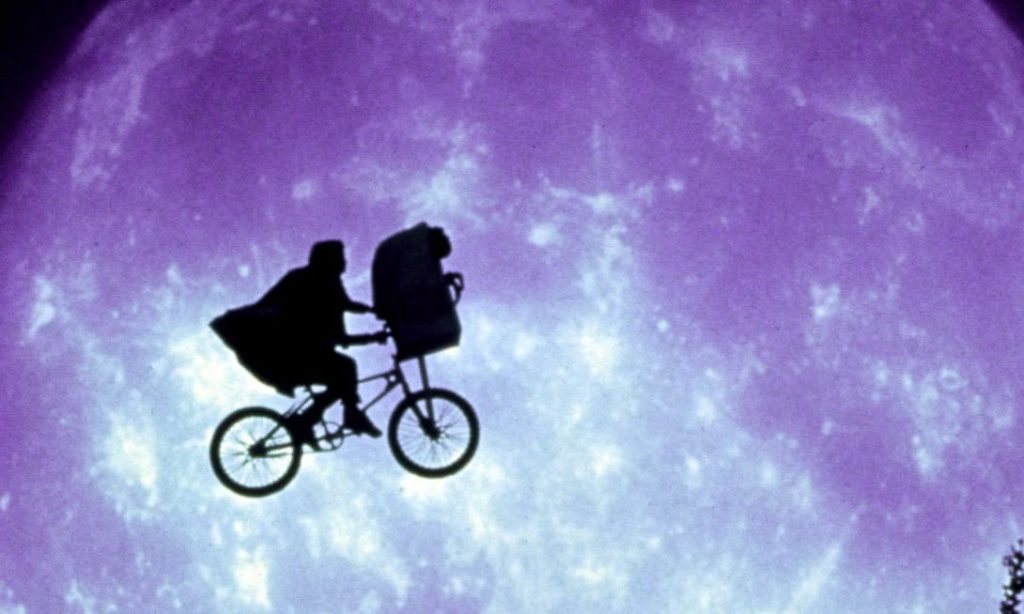  Henry Thomas’s Elliott flies high with his other-worldly friend in ET: The Extra-Terrestrial. Photograph: Everett Collection/Rex 